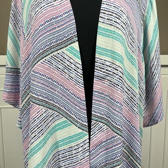 Chico's Rainbow Dots Easy Kimono Jacket Cover Cardigan Multi Color Size 2 = L - Picture 9 of 16